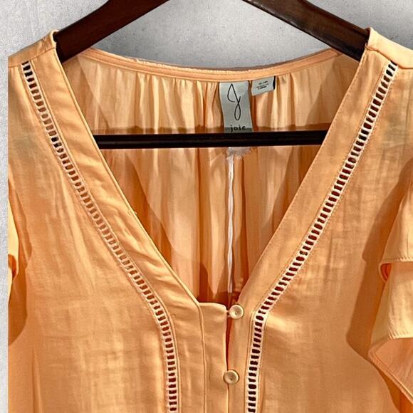 Joie Button Front Flutter Sleeve Blouse Peach Size Small New - Picture 5 of 12